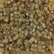 Miyuki half tila 5x2.4mm beads - Picasso transparent saffron HTL-4501